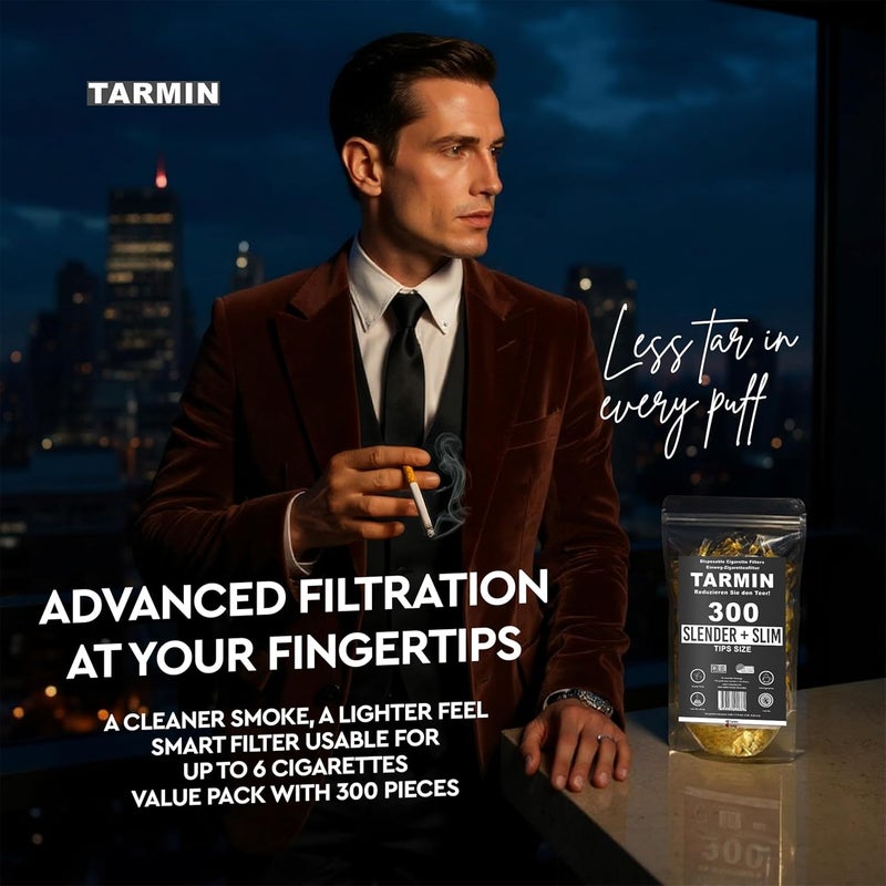 Tarmin Slender 300 Cigarette Filters That Remove Tar and Chemical 300 Cigarette Filters Cigarette Holder BPA Free Reusable Cigarette Filters Slender Slim Size Cigarettes,Smart Filters Cleaner Smoke - Image 4